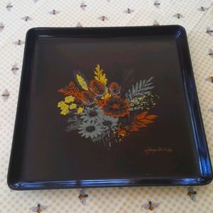 Vintage Georges Briard Plastic Floral Tray